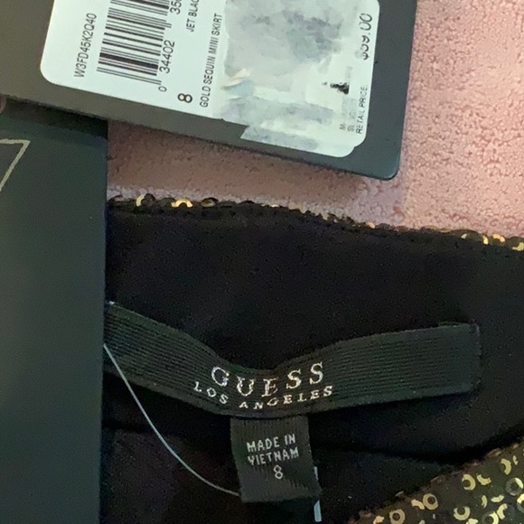 NWT GUESS Los Angeles Mini Sequin Gold Skirt Sz 8 MINI SEQUINS Z46 - Picture 5 of 7